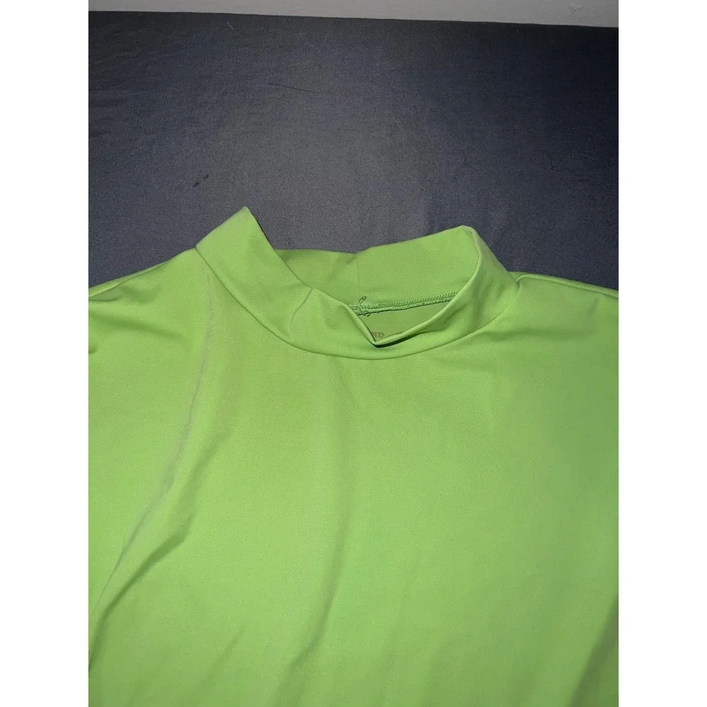 Lands End Mens XL Rash Guard Swim Shirt Long Sleeve Mock Neck Lime Green Tee